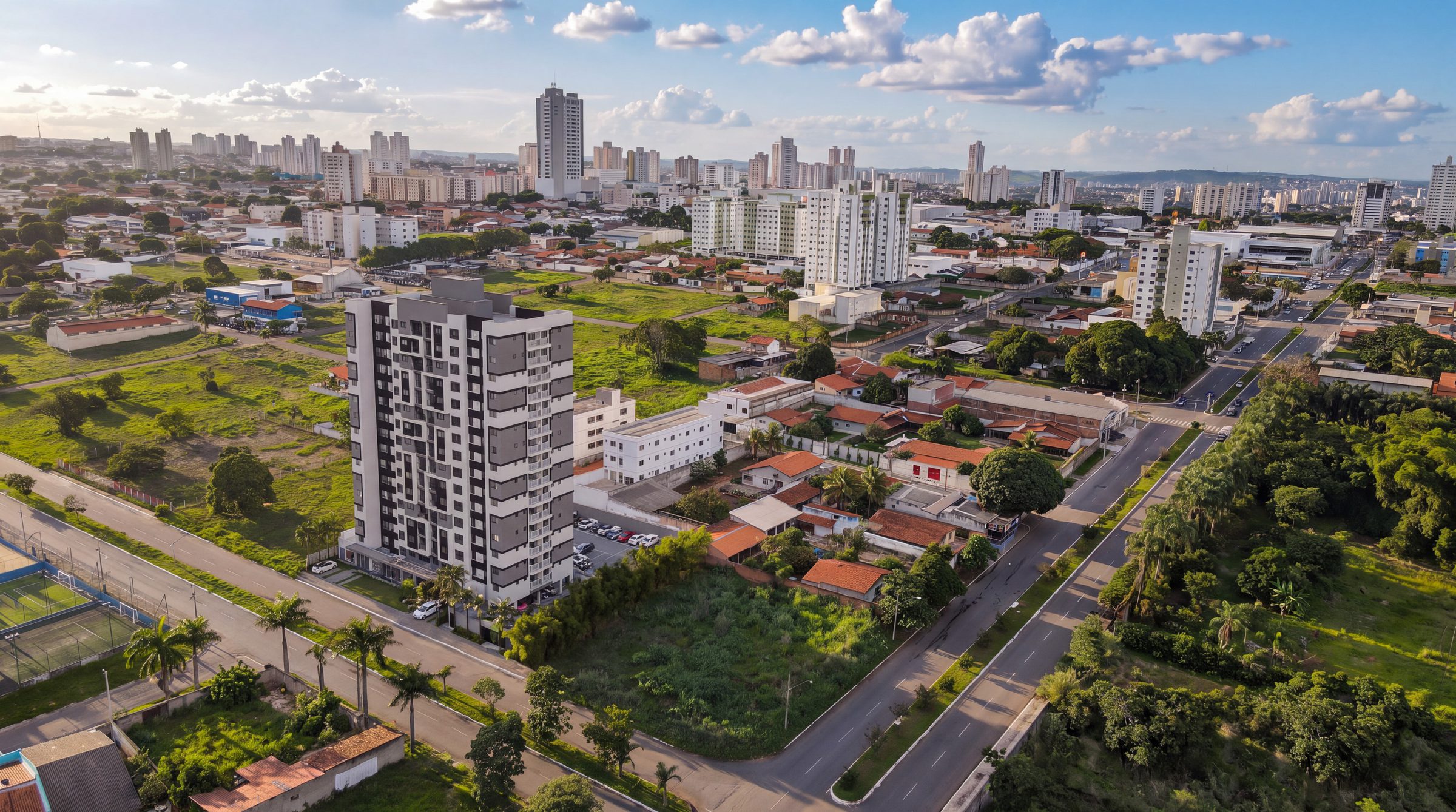 Vista de drone da região do Up Buriti, imagem ilustrativa